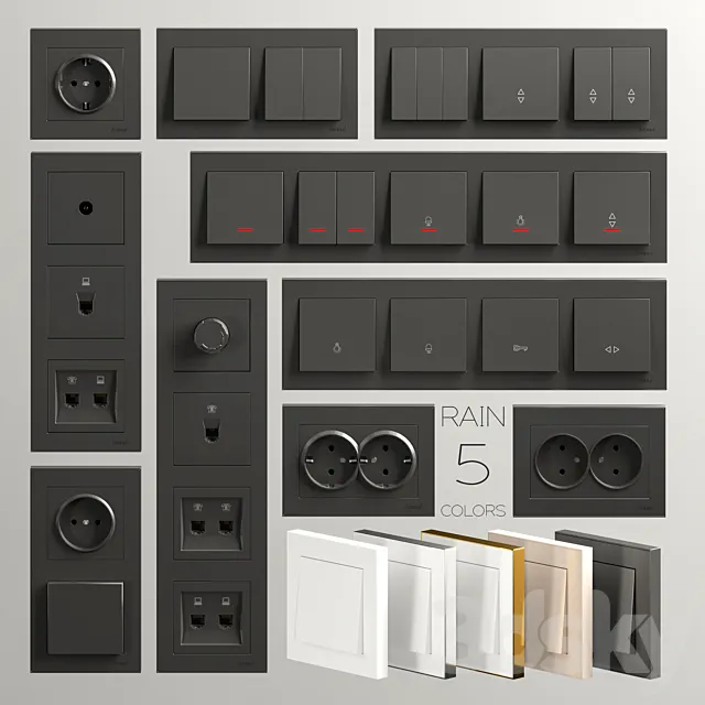 Sockets and switches Lezard Rain 3DModel
