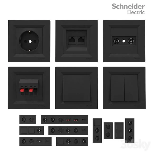 Sockets and switches Schneider Asfora Black Free Download