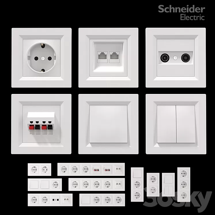 Sockets and switches Schneider Asfora White.