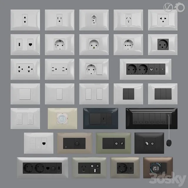 Sockets and switches Vimar Neve Up (IT US standard cover plates) 3D Model