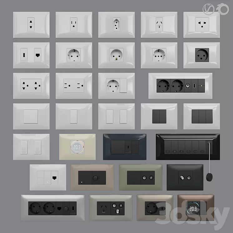 Sockets and switches Vimar Neve Up (IT/US standard cover plates)
