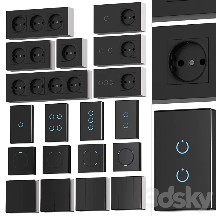 Sockets and switches with Aliexpress 01 3D Model Free
