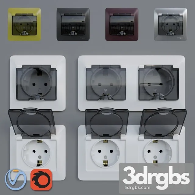 Sockets waterproof schneider electric glossa