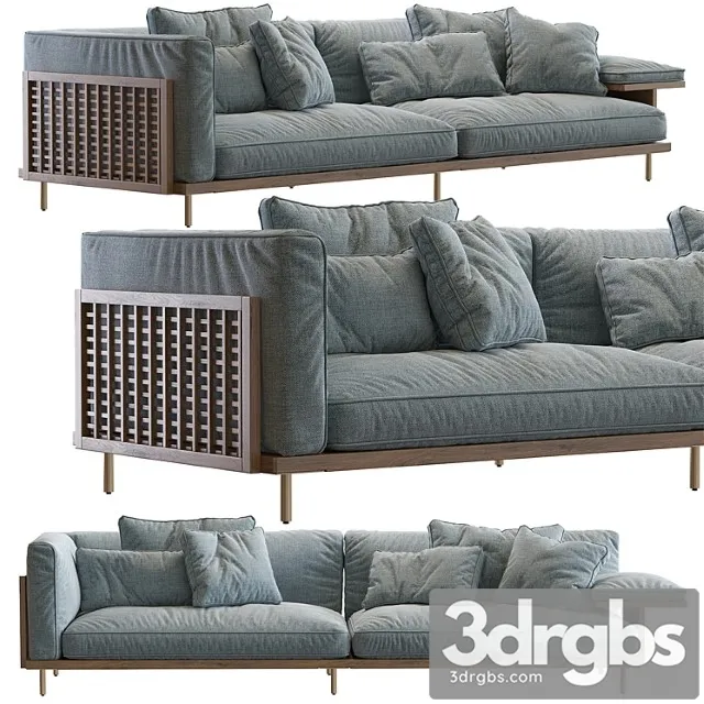 Sofa 122 belle reeve sofa brass & walnut 3D Model Free