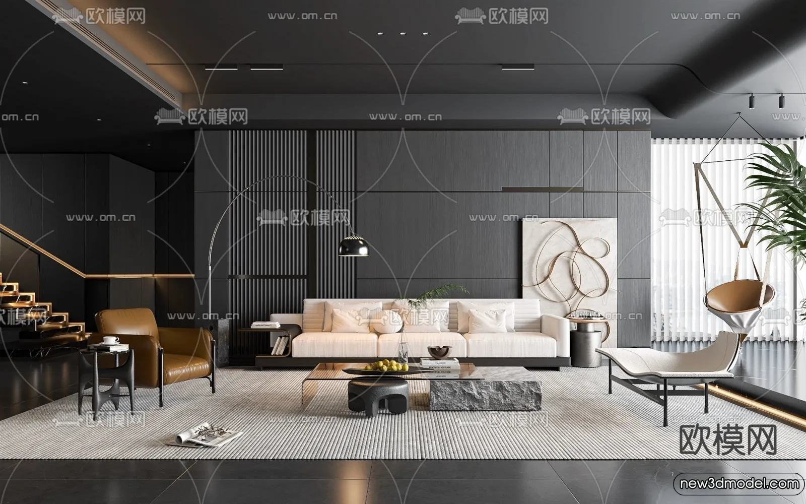 Sofa 3D Models - 3D Furniture for Living Room - 3D Interior - 002