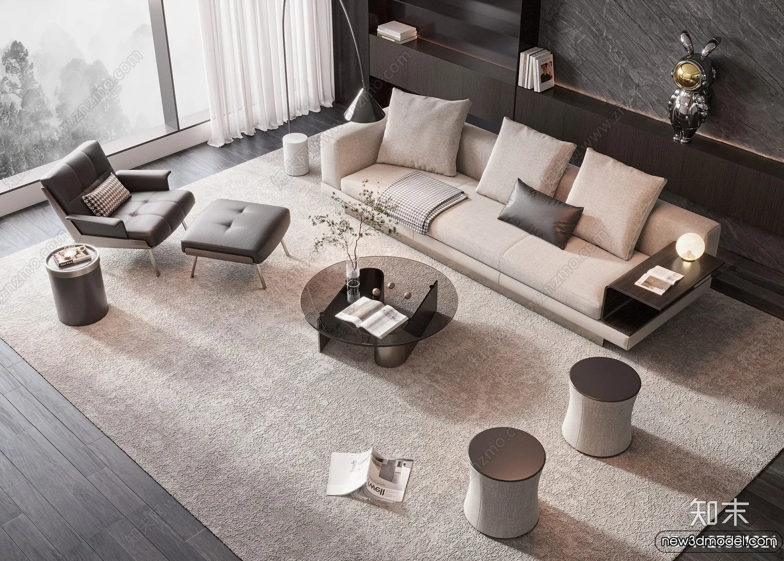 Sofa 3D Models - 3D Furniture for Living Room - 3D Interior - 009