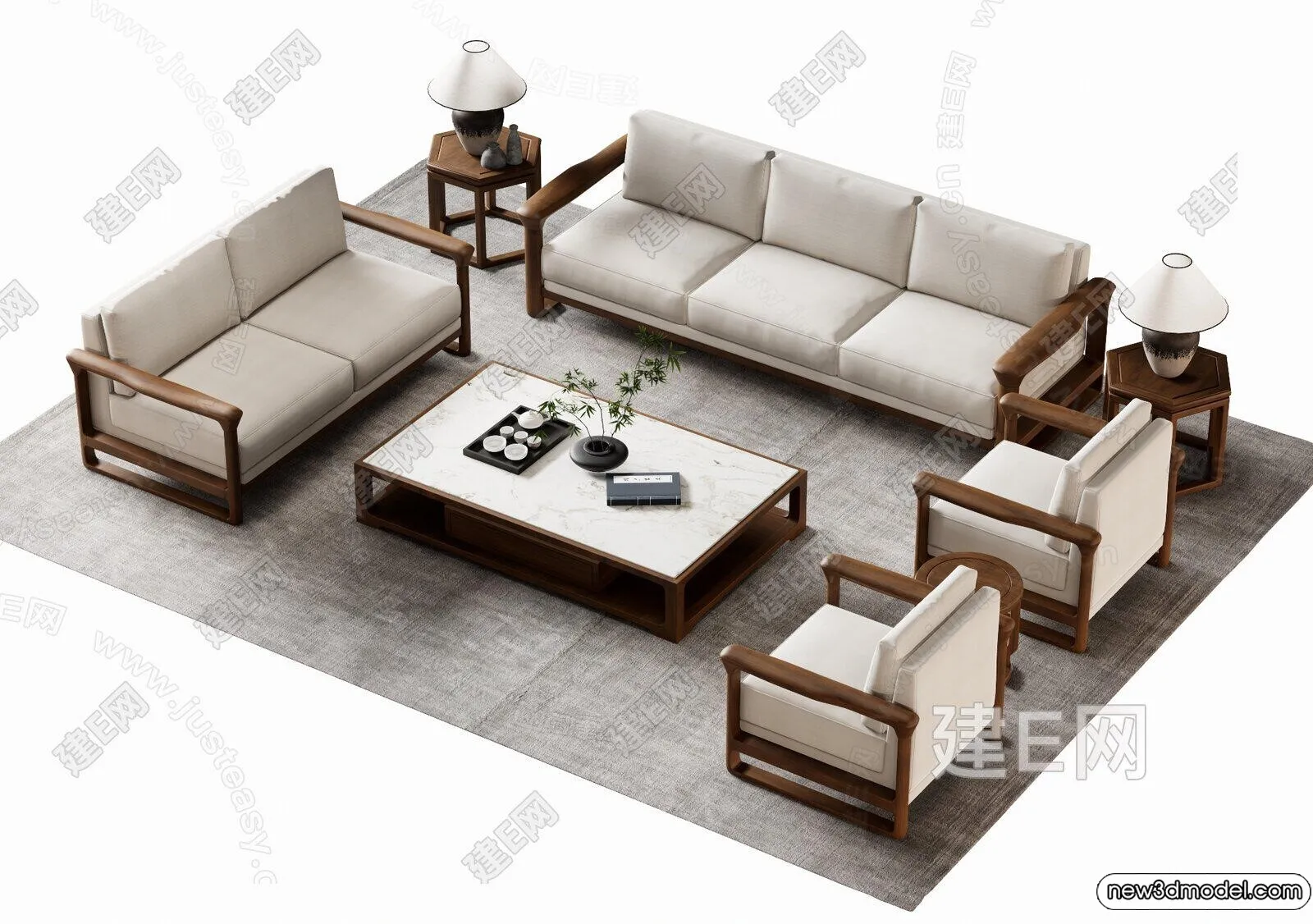 Sofa 3D Models - 3D Furniture for Living Room - 3D Interior - 034
