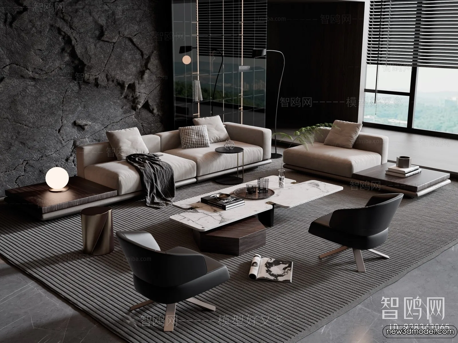 Sofa 3D Models - 3D Furniture for Living Room - 3D Interior - 035