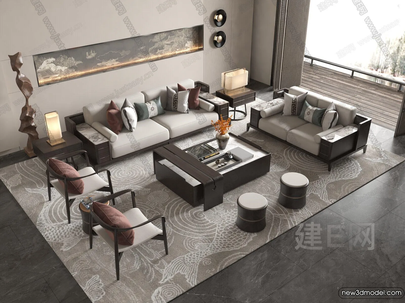 Sofa 3D Models - 3D Furniture for Living Room - 3D Interior - 036