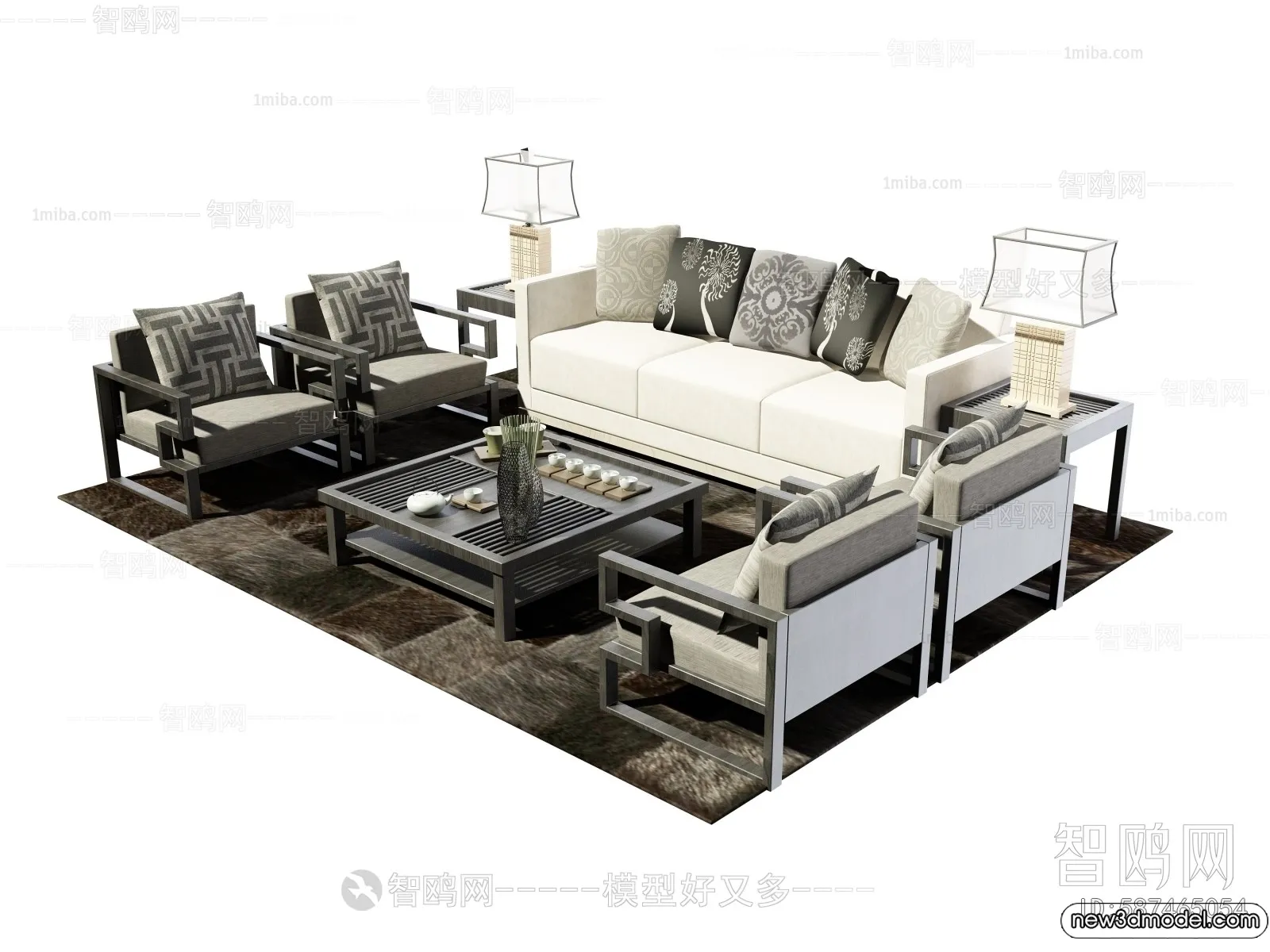 Sofa 3D Models - 3D Furniture for Living Room - 3D Interior - 039