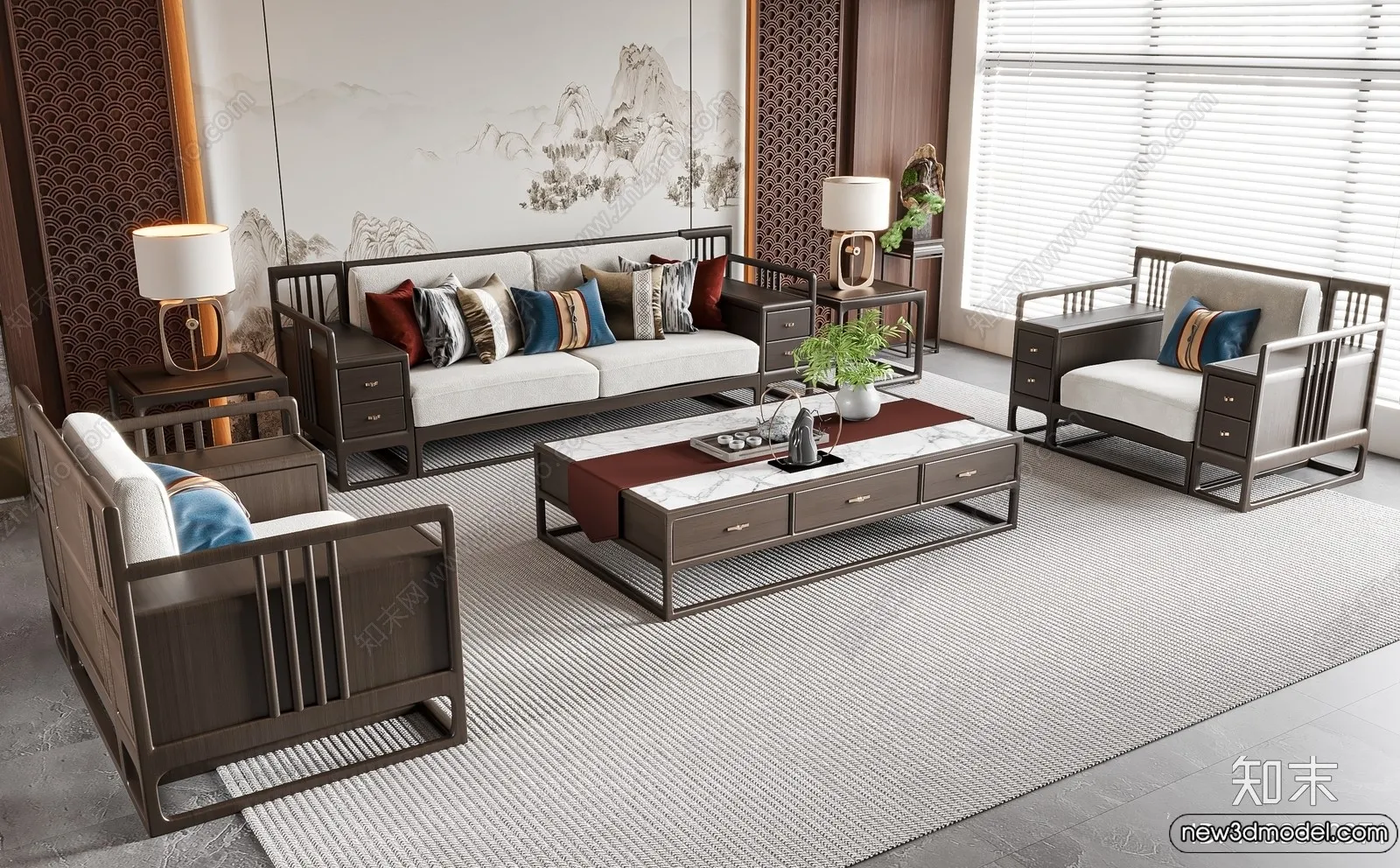 Sofa 3D Models - 3D Furniture for Living Room - 3D Interior - 042