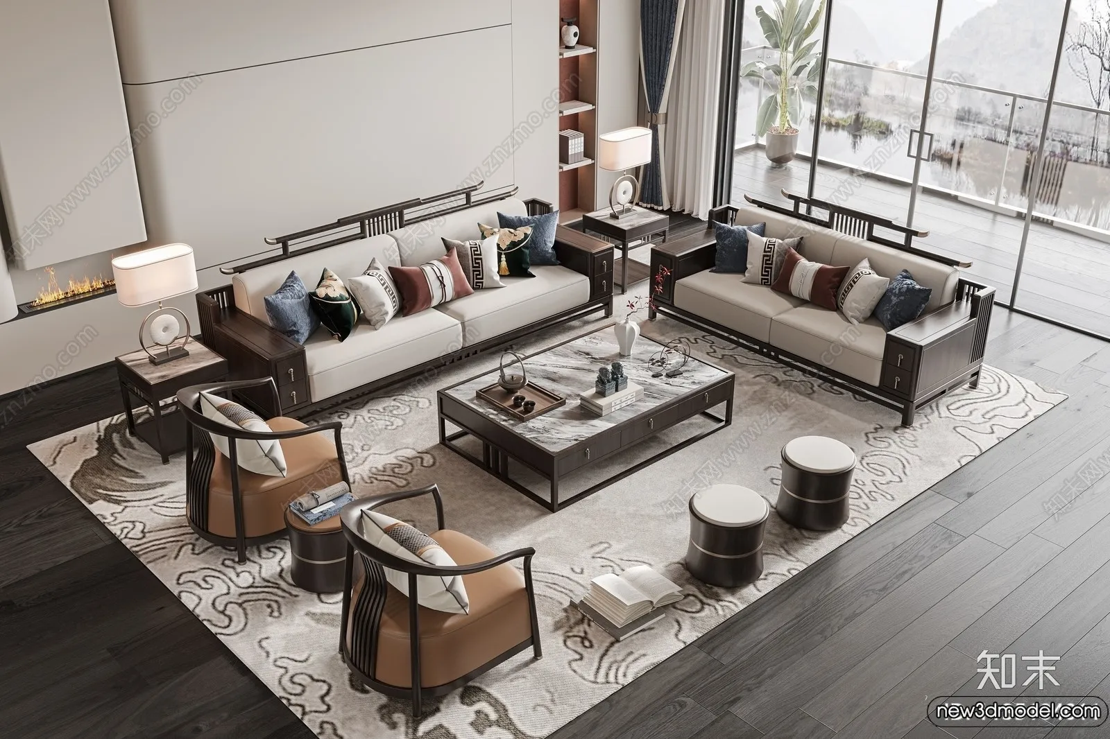 Sofa 3D Models - 3D Furniture for Living Room - 3D Interior - 043