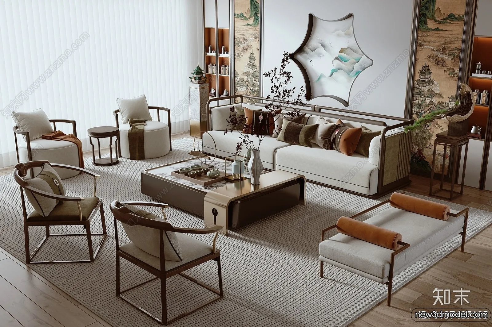 Sofa 3D Models - 3D Furniture for Living Room - 3D Interior - 045