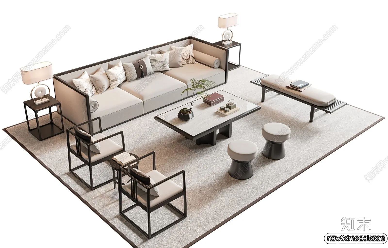 Sofa 3D Models - 3D Furniture for Living Room - 3D Interior - 049