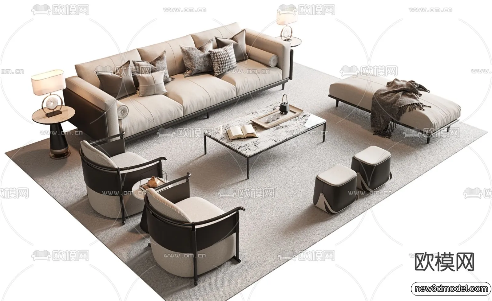Sofa 3D Models - 3D Furniture for Living Room - 3D Interior - 051