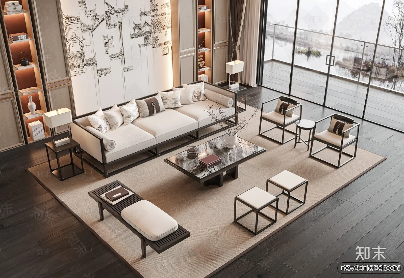 Sofa 3D Models - 3D Furniture for Living Room - 3D Interior - 054