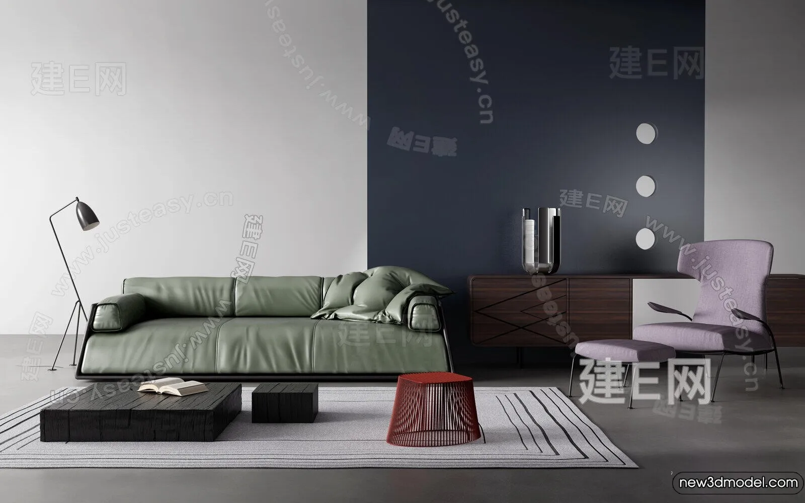 Sofa 3D Models - 3D Furniture for Living Room - 3D Interior - 075