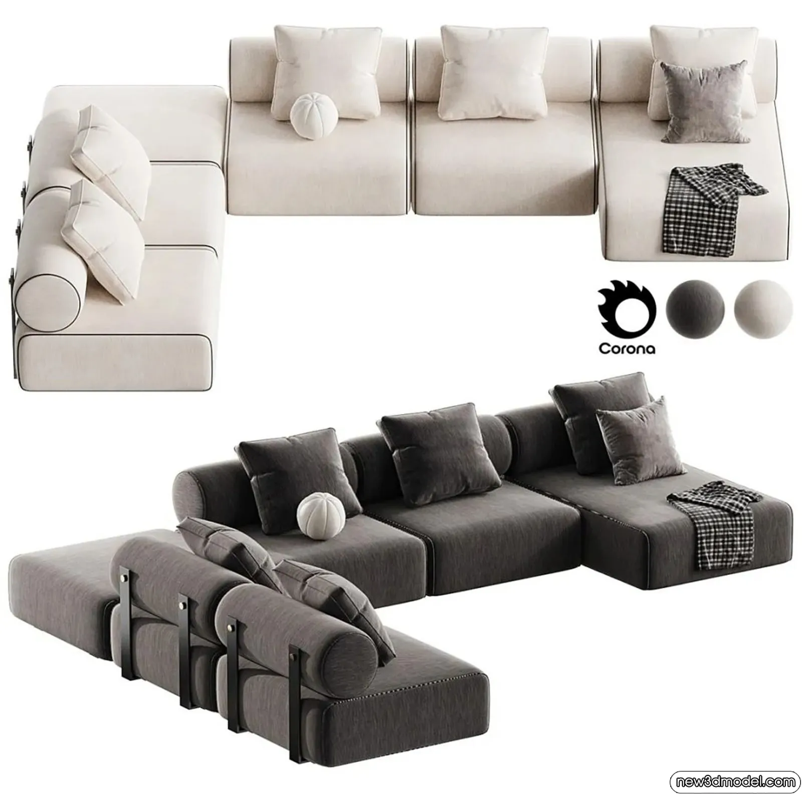Sofa 3D Models - 3D Furniture for Living Room - 3D Interior - 104