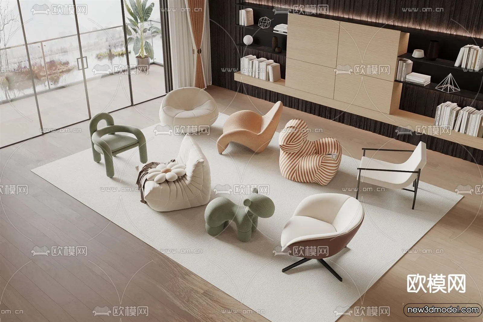 Sofa 3D Models - 3D Furniture for Living Room - 3D Interior - 186