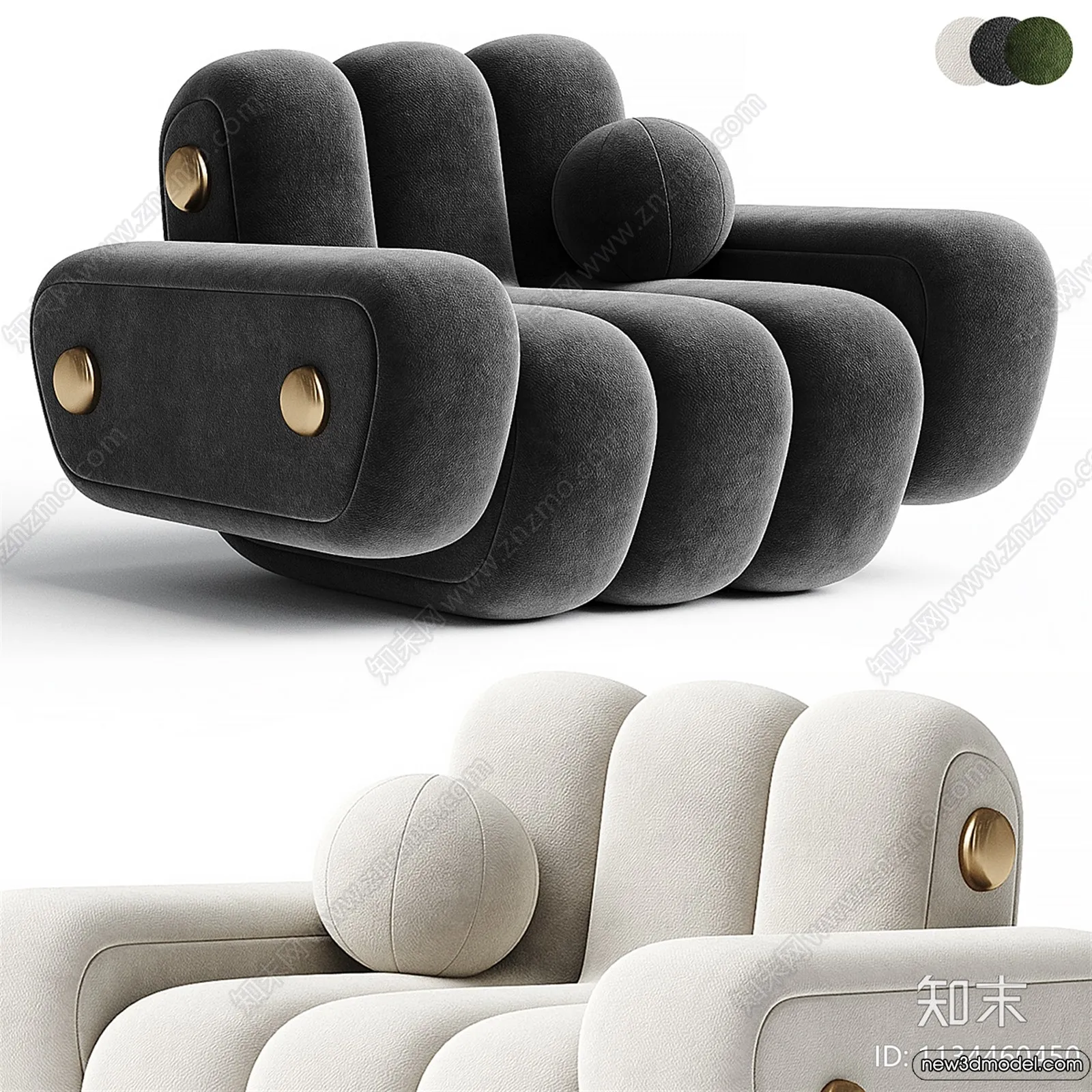 Sofa 3D Models - 3D Furniture for Living Room - 3D Interior - 196