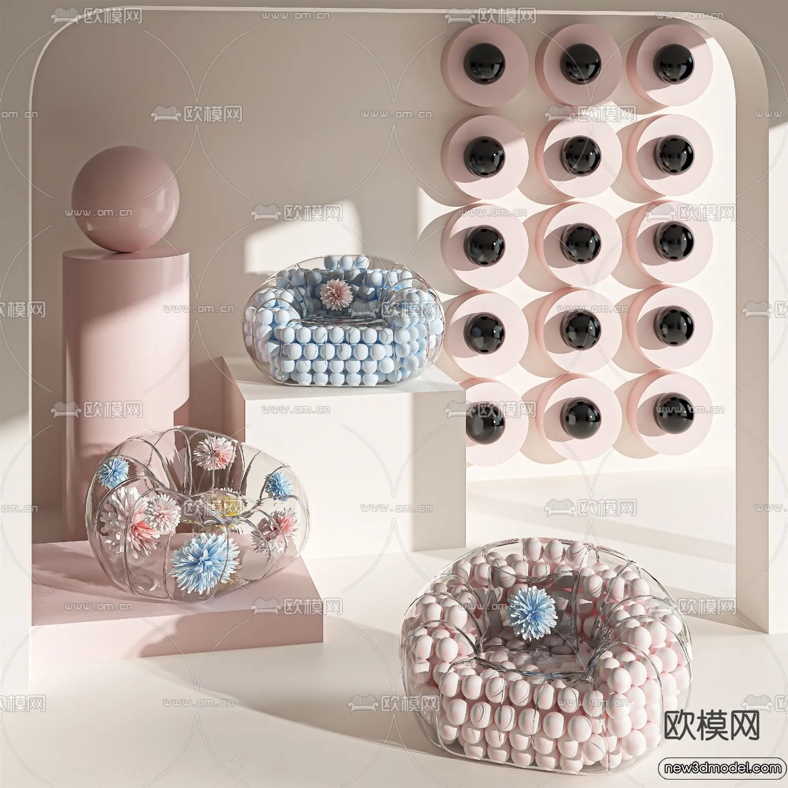 Sofa 3D Models - 3D Furniture for Living Room - 3D Interior - 220