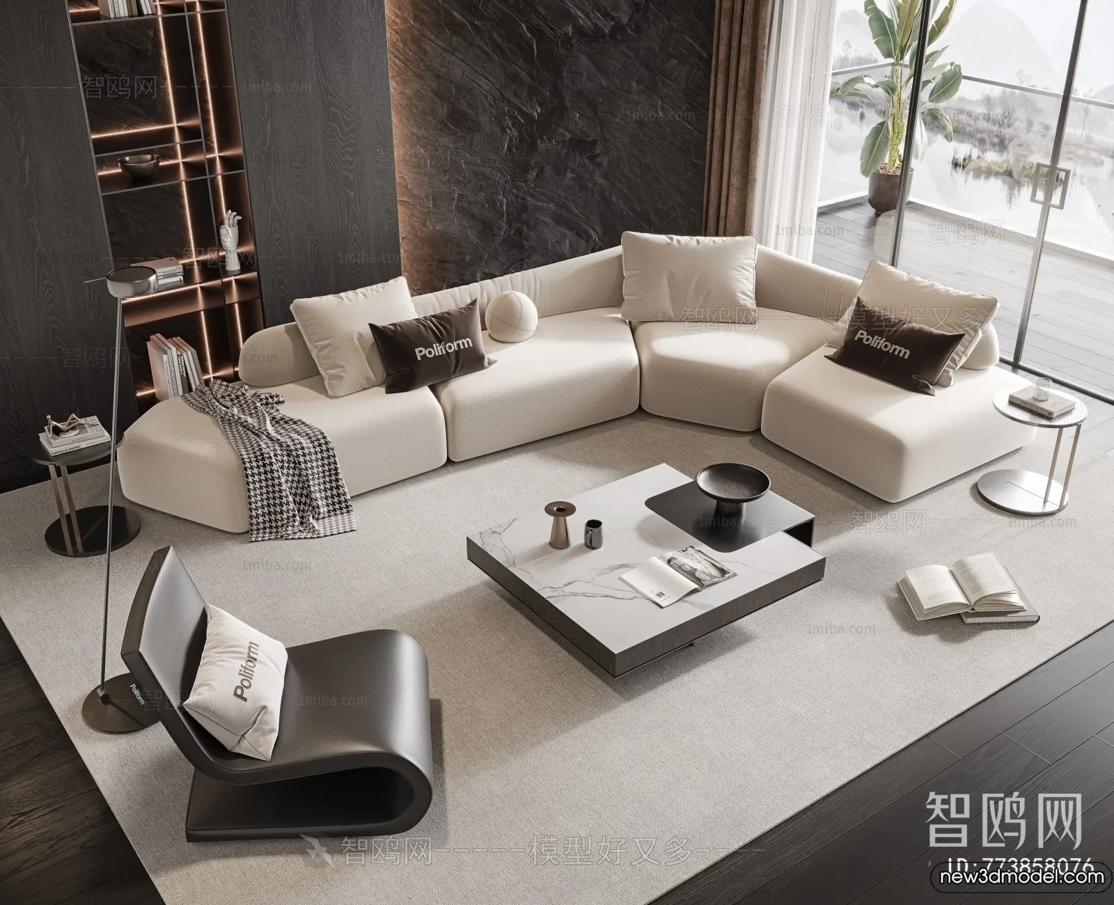 Sofa 3D Models - 3D Furniture for Living Room - 3D Interior - 258