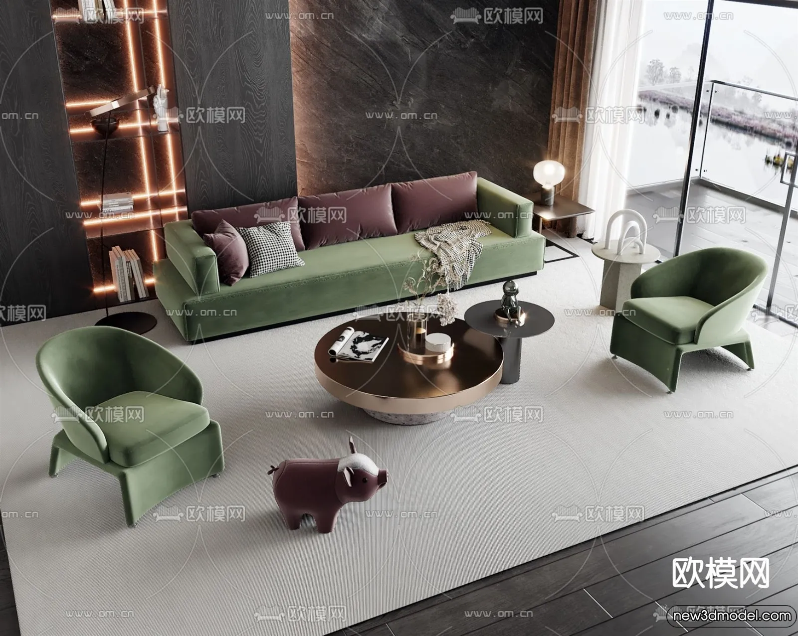 Sofa 3D Models - 3D Furniture for Living Room - 3D Interior - 297