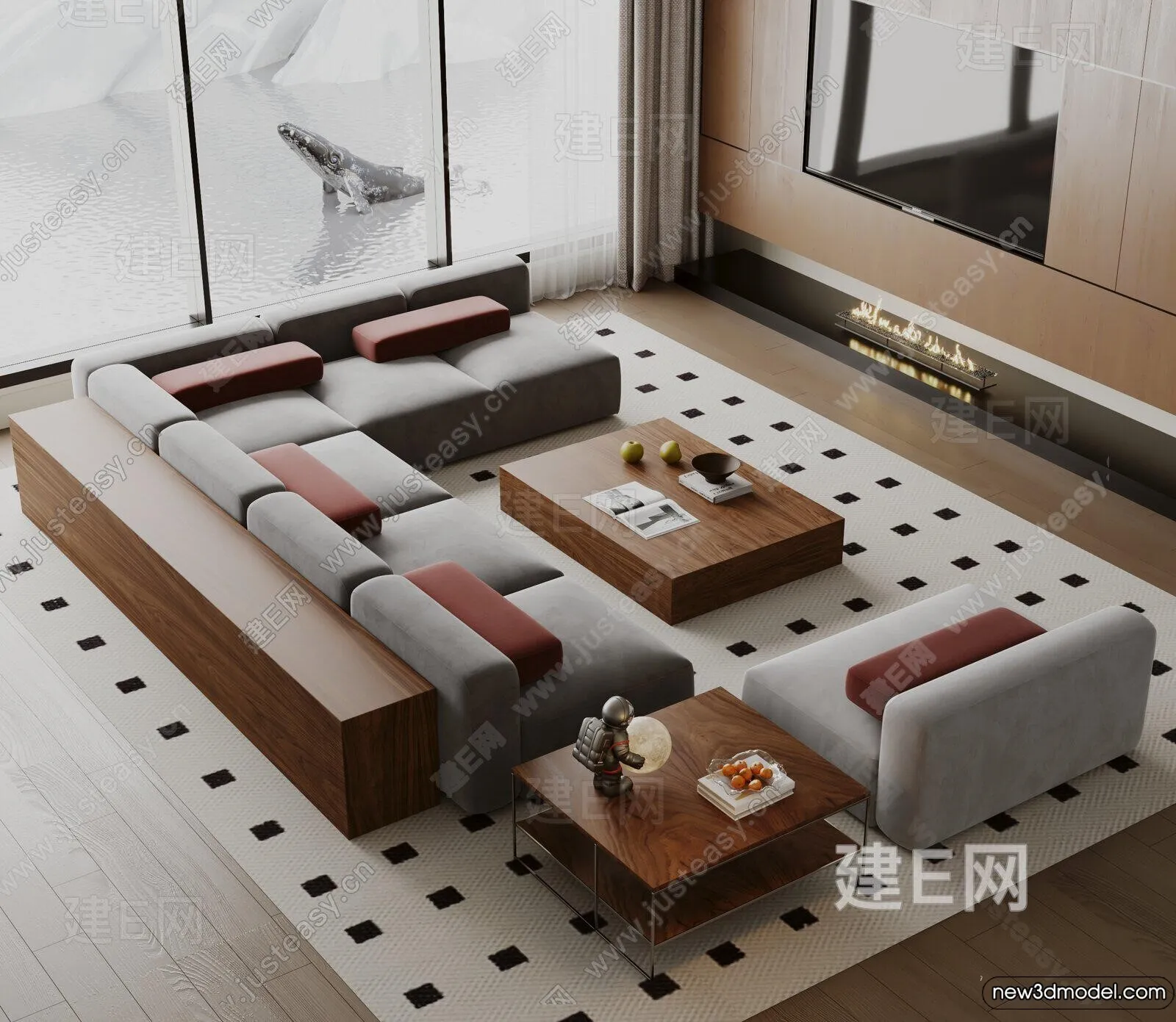 Sofa 3D Models - 3D Furniture for Living Room - 3D Interior - 302