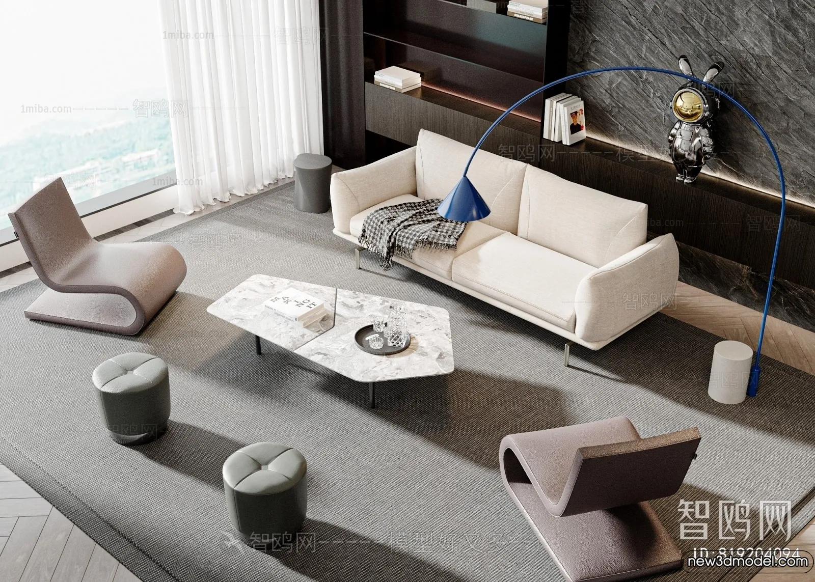 Sofa 3D Models - 3D Furniture for Living Room - 3D Interior - 307