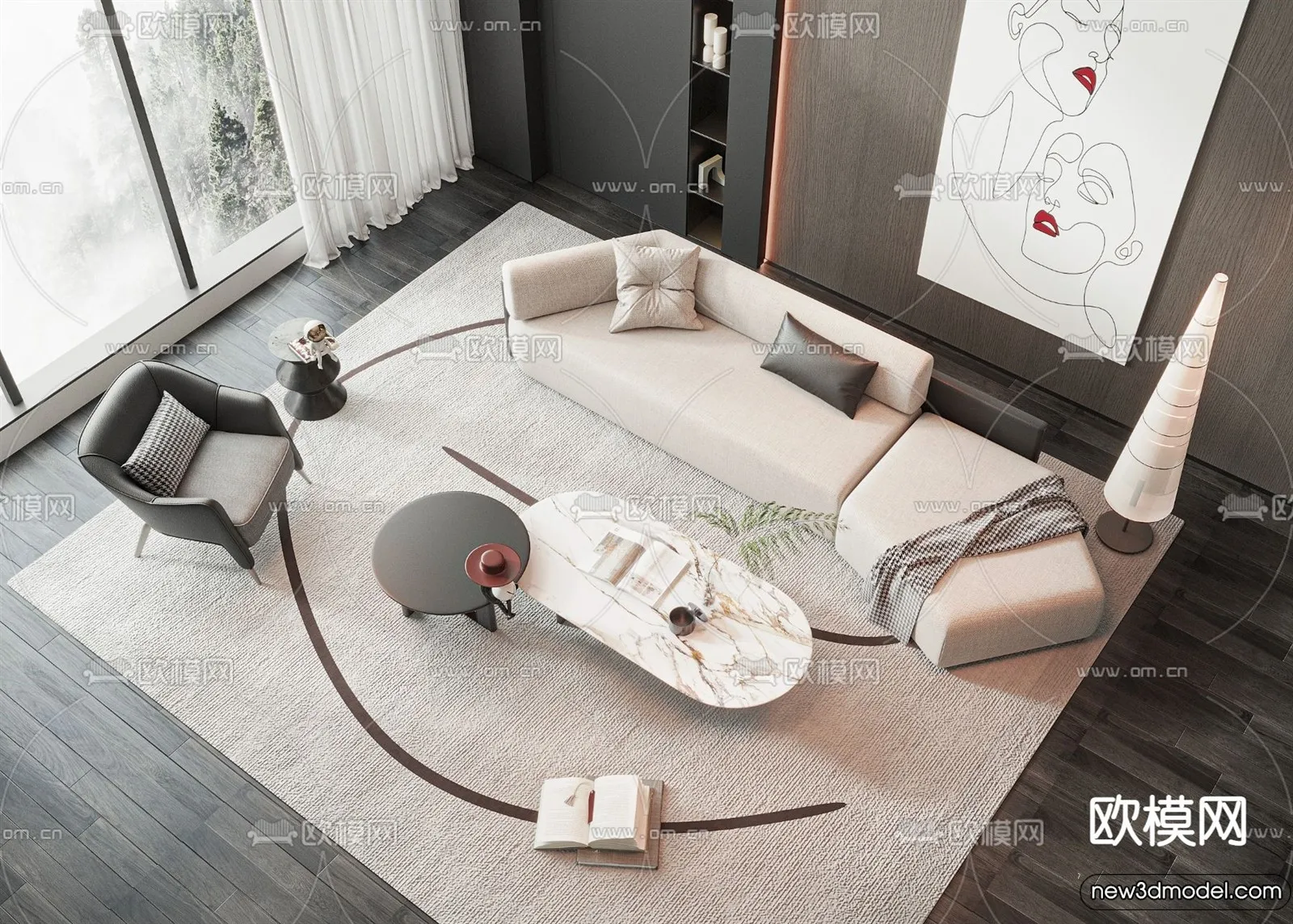 Sofa 3D Models - 3D Furniture for Living Room - 3D Interior - 321