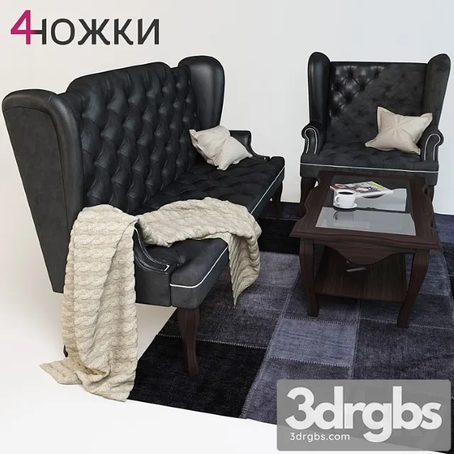 Sofa 4nozki 2 3D Model Free