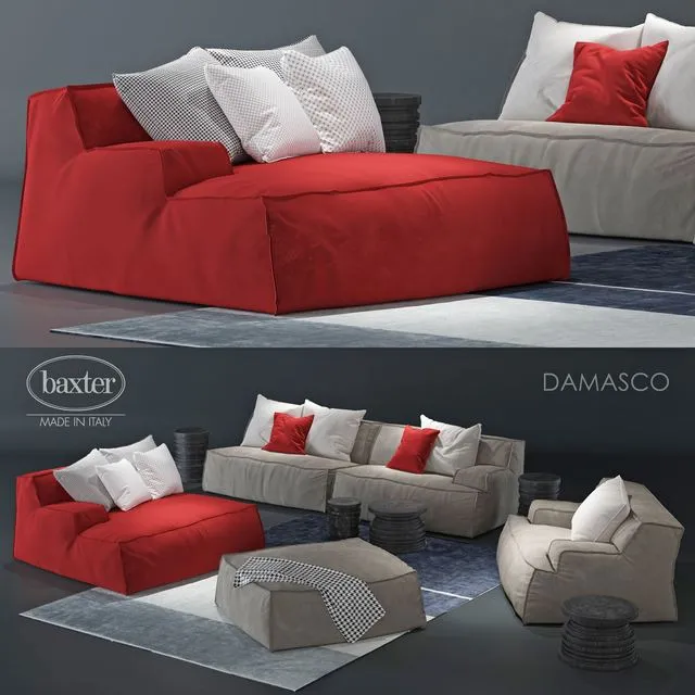 sofa and armchair Baxter Damasco 3D Model