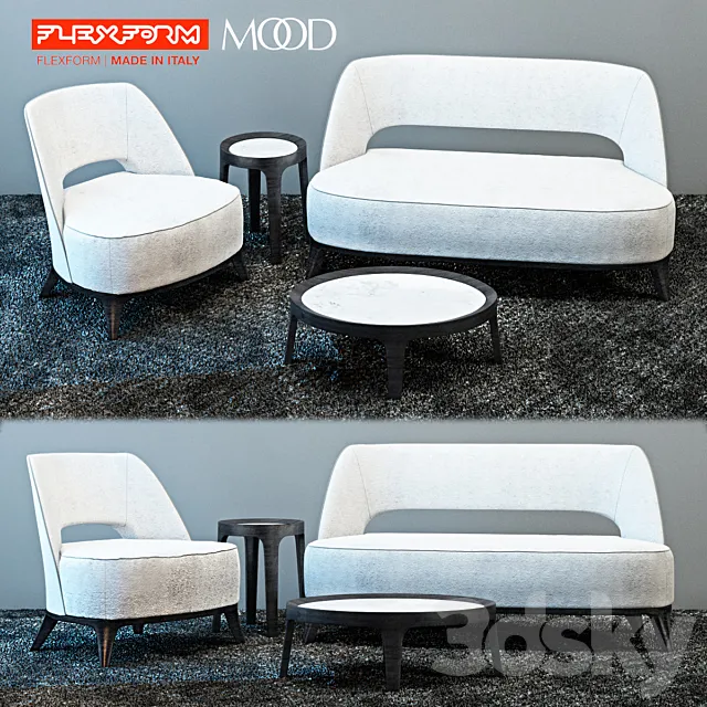 Sofa and armchair Flexform Ermione 3D Model