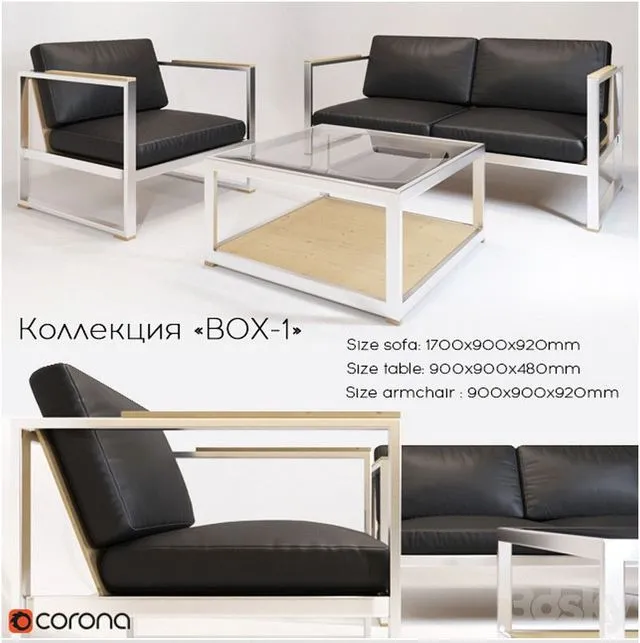 Sofa and armchair (Office furniture in the style of LOFT) 3D Model