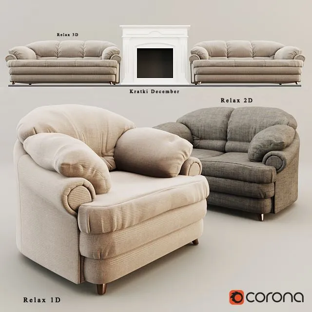 Sofa and Armchair Relax 3D Model