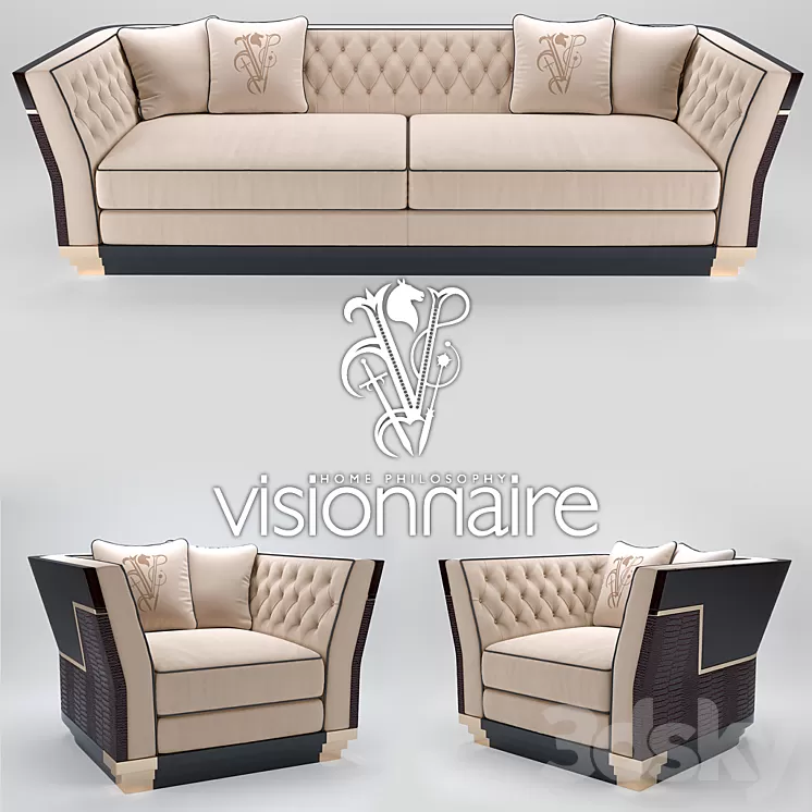 Sofa and armchair Visionnaire Berry Capitone 3D Model