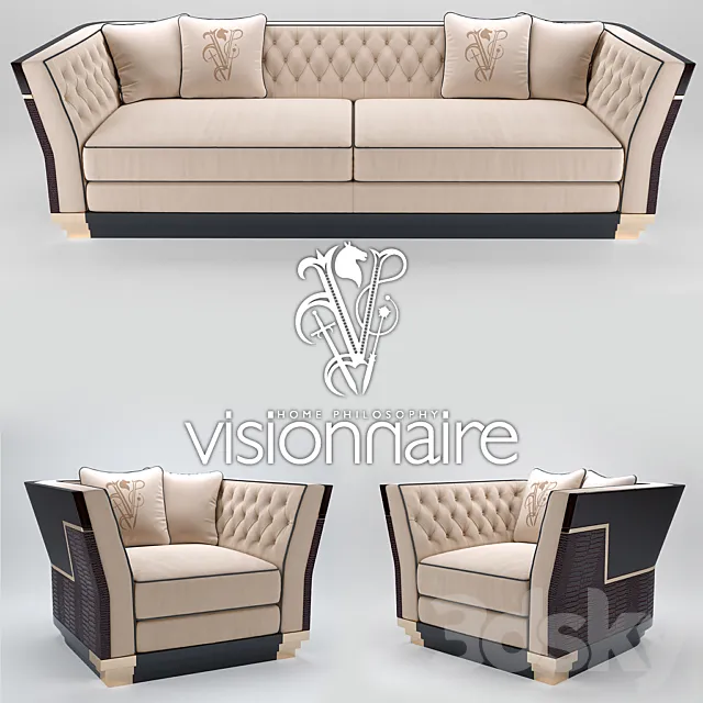 Sofa and armchair Visionnaire Berry Capitone 3D Model