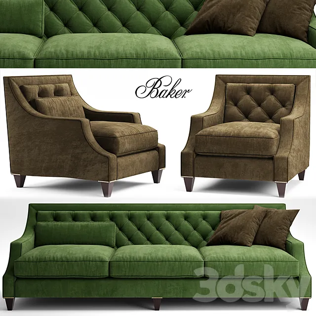 Sofa and chair baker TUFTED 3D Model