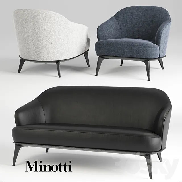 Sofa and chair minotti leslie 3DModel
