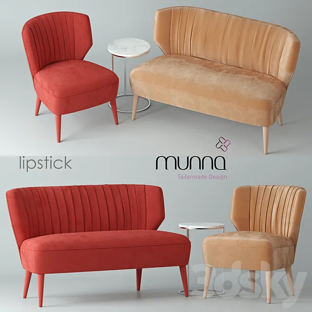 Sofa and chair MUNNA Lipstick 3D Model