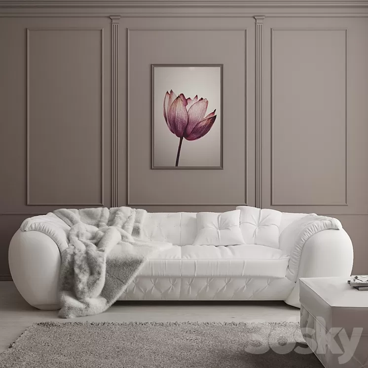 Sofa and ottoman Cortezari lapo 3D Model