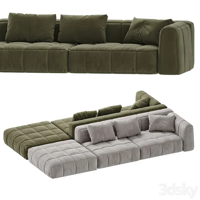 Sofa and pillow1 3D Model