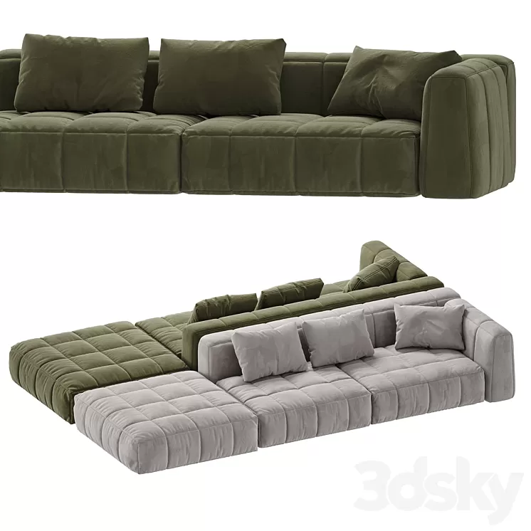Sofa and pillow1 3D Model
