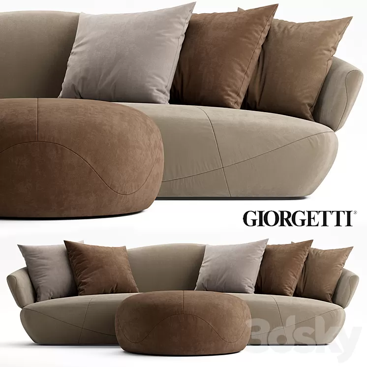 Sofa and pouf Giorgetti SOLEMYIDAESOLEMYIDAE 3D Model