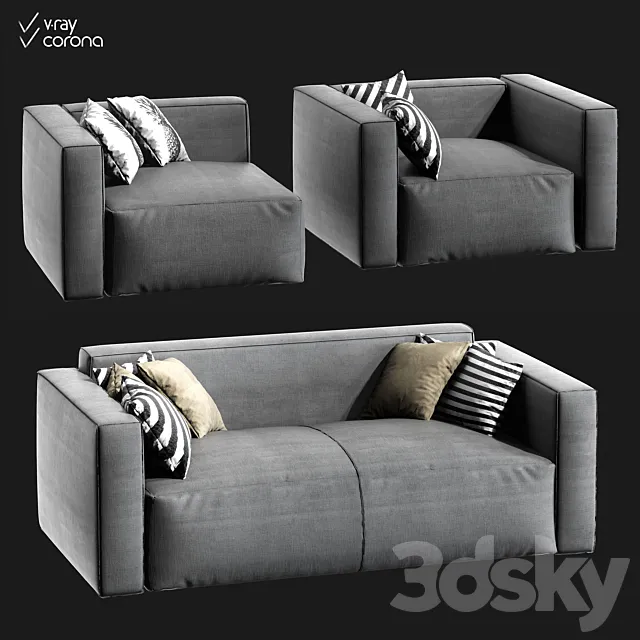 Sofa and two armchairs Jamni Ashley 3DModel