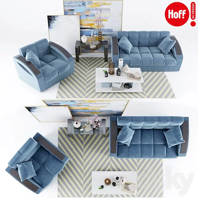 Sofa armchair (Hoff) and decor 3D Model
