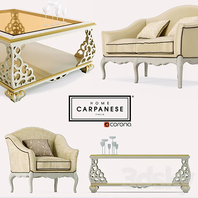 Sofa armchair table Carpanese 3D Model