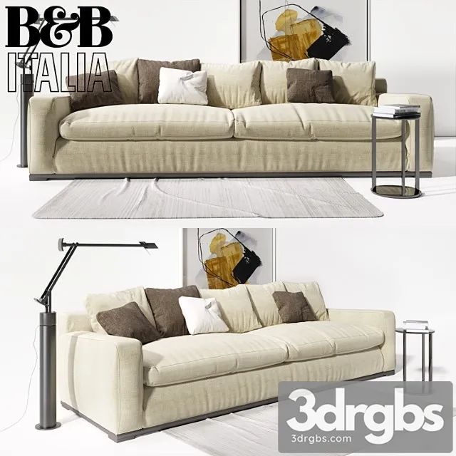Sofa b & b italia imprimatur with pillows 2 3D Model Free