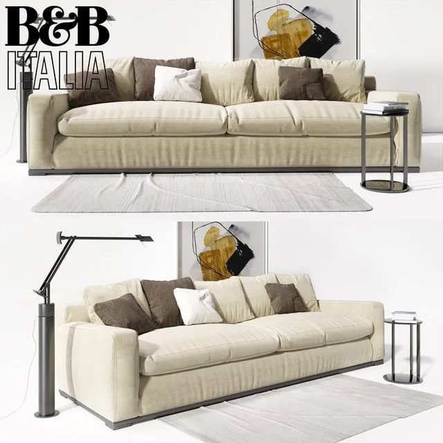 Sofa B & B Italia Imprimatur with pillows 3D Model