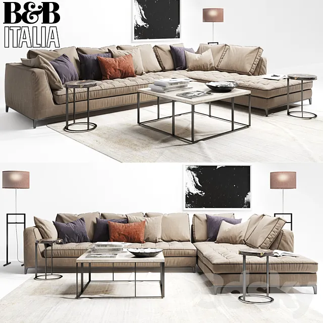 Sofa B & B Italia Lucrezia with pillows 3DModel